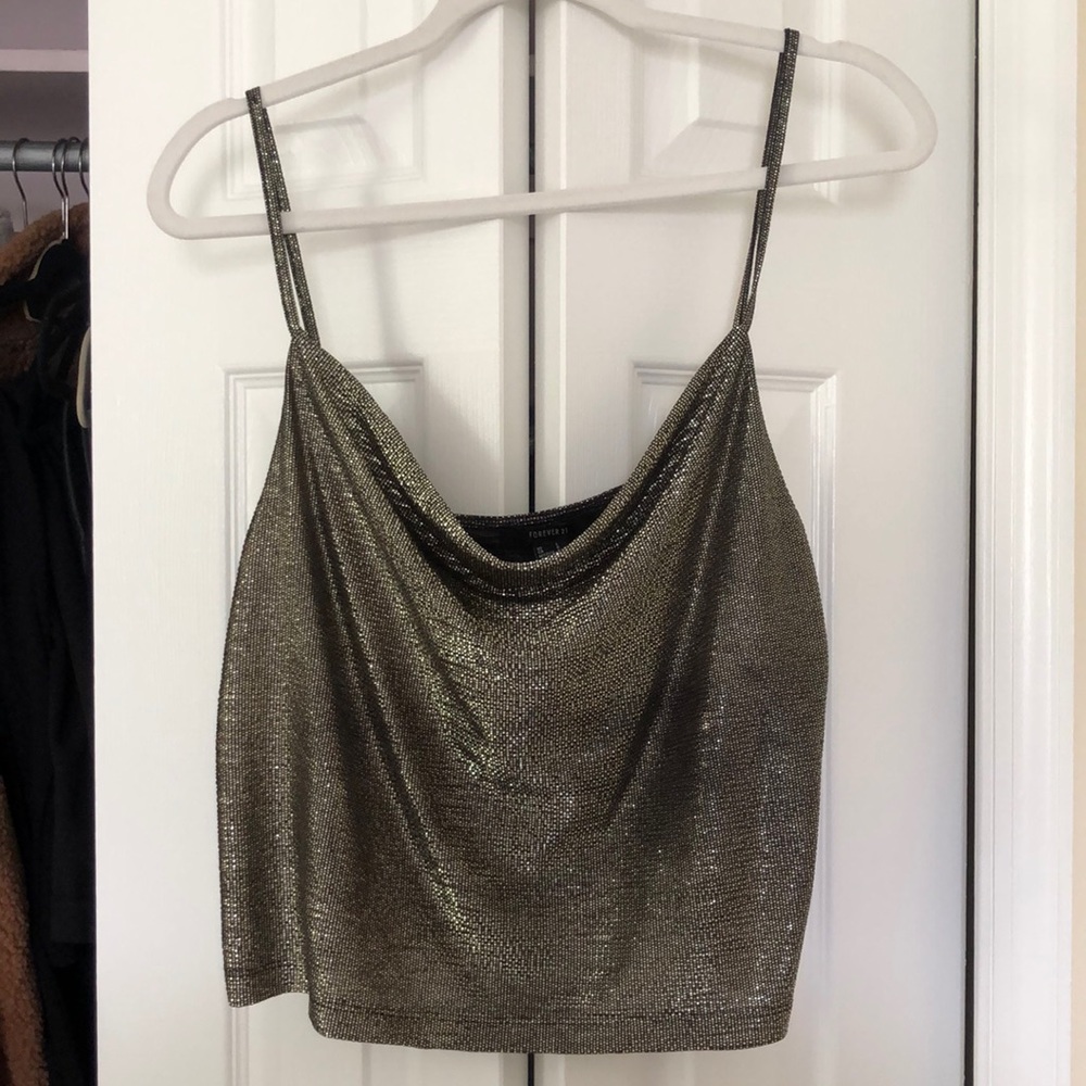 SPARKLY COWL NECK TANK TOP
